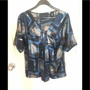 New York & Company Blue v neck blouse Small